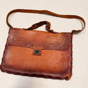 Vintage Rustic Leather Tooled Messenger Bag Handmade Bag/Purse